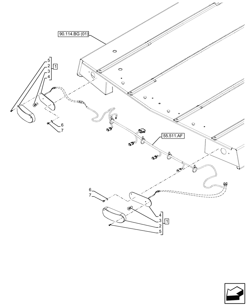 Схема запчастей Case 580SN WT - (55.404.CL[01]) - VAR - 423000, 442082 - CANOPY, TURN SIGNAL LIGHT, FRONT (55) - ELECTRICAL SYSTEMS