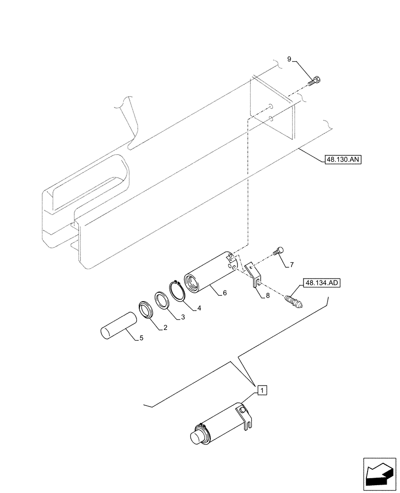 Схема запчастей Case CX160D LC - (48.134.AJ) - TRACK CHAIN, CYLINDER (48) - TRACKS & TRACK SUSPENSION