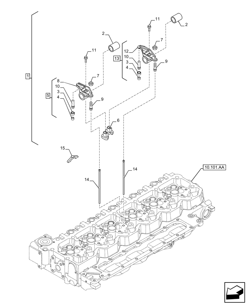 Схема запчастей Case F4HFE613W B003 - (10.106.AO[01]) - ROCKER ARM (10) - ENGINE