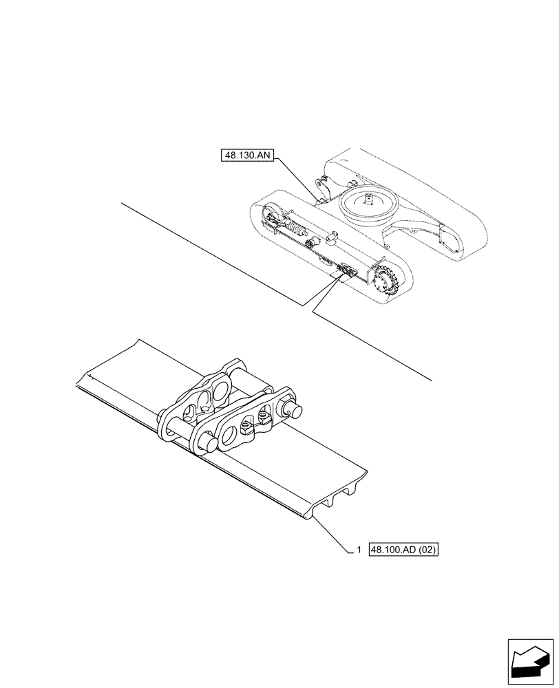 Схема запчастей Case CX130D - (48.100.AD[01]) - VAR - 956000 - TRACK CHAIN (L=500MM) (48) - TRACKS & TRACK SUSPENSION