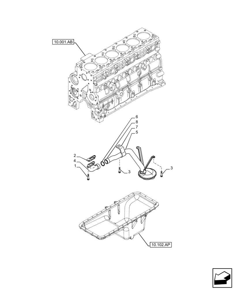 Схема запчастей Case F4HFE613S B004 - (10.304.AL) - OIL PUMP & LINES (10) - ENGINE