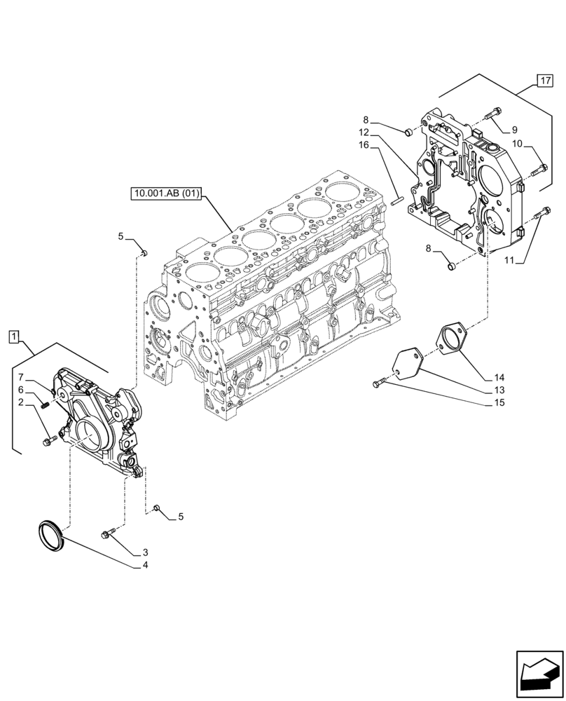 Схема запчастей Case F4HFE613T B002 - (10.102.AK) - CRANKCASE, COVER (10) - ENGINE