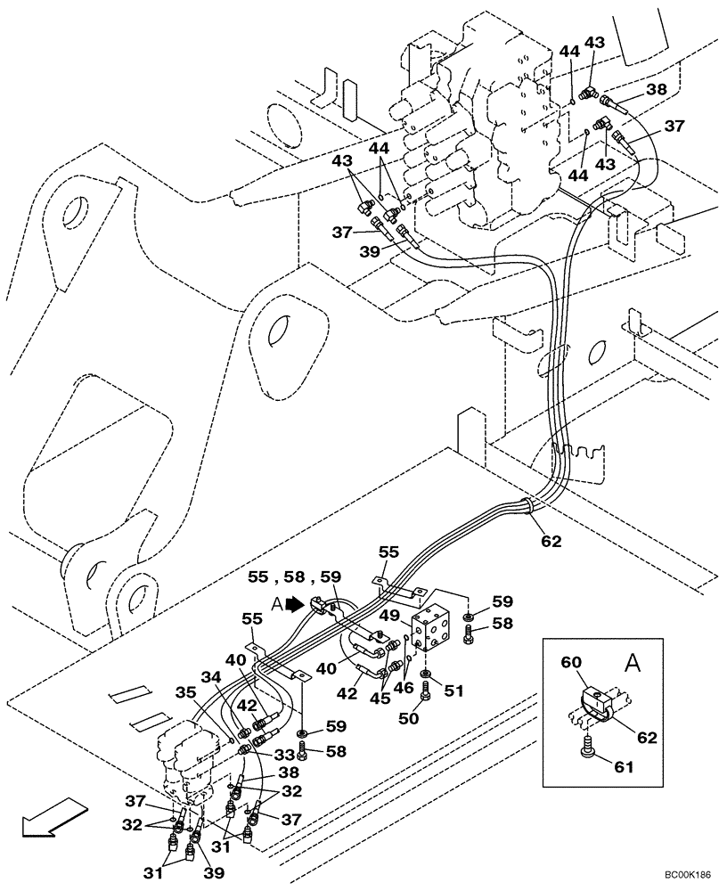 Схема запчастей Case CX240LR - (08-15) - PILOT CONTROL LINES, TRAVEL - ALL MODELS (08) - HYDRAULICS