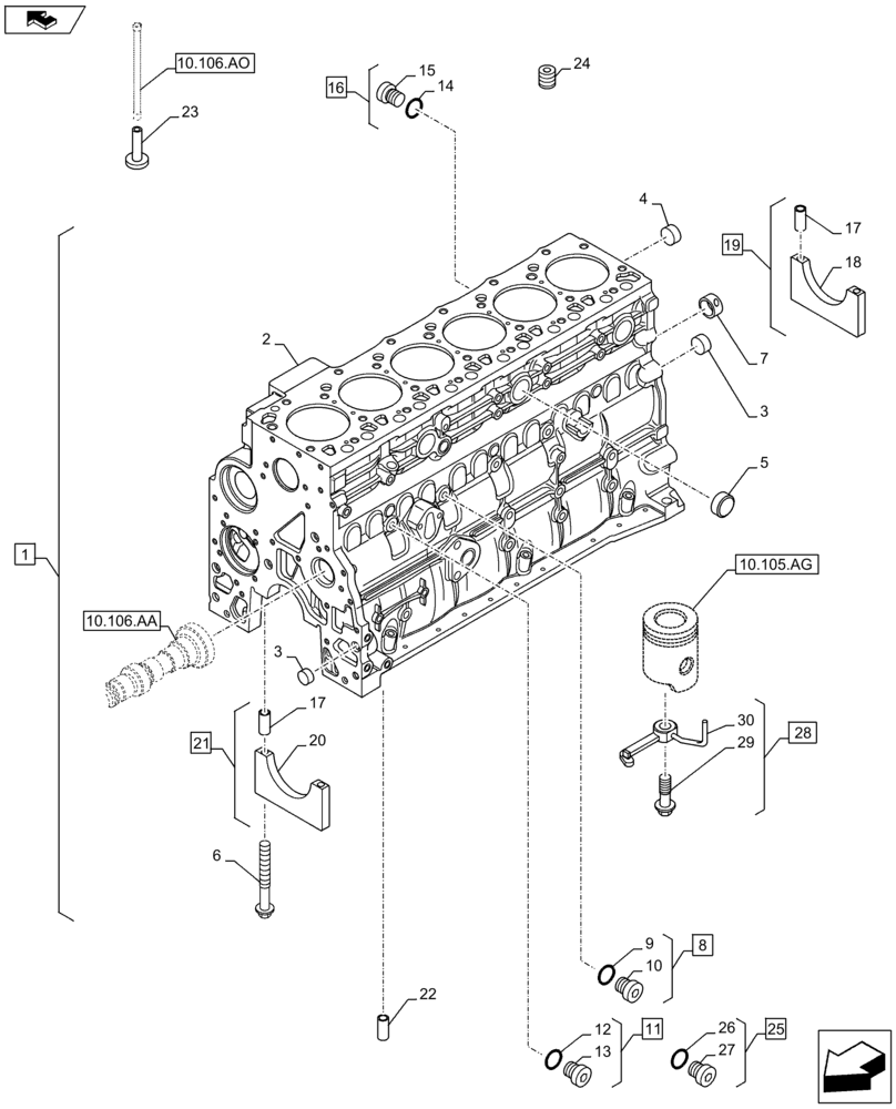 Схема запчастей Case F4HFE613S B004 - (10.001.AB[01]) - CRANKCASE (10) - ENGINE