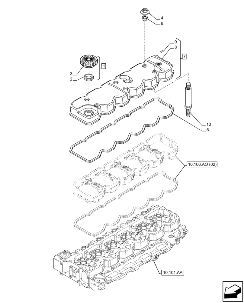 Схема запчастей Case F4HFE613T B002 - (10.101.AB) - CYLINDER HEAD, COVER (10) - ENGINE