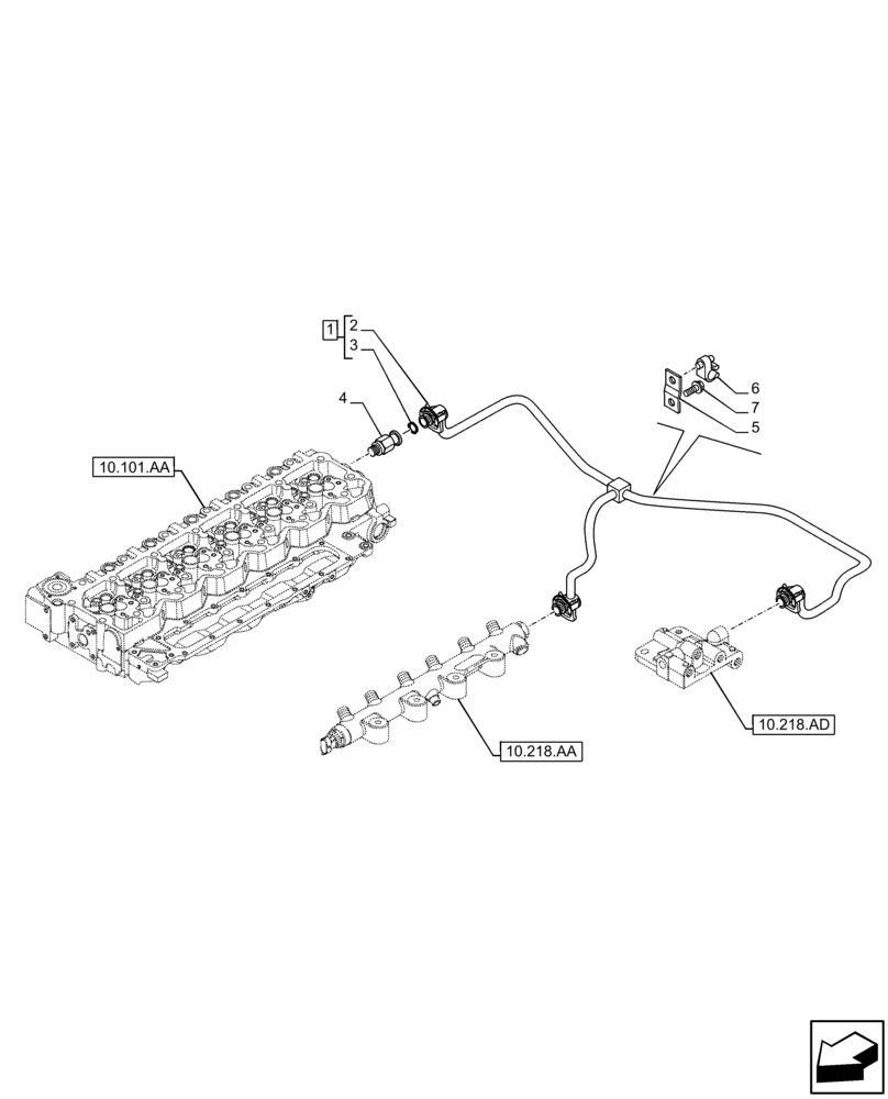 Схема запчастей Case F4HFE613W B003 - (10.218.AI[02]) - INJECTOR FUEL LINES (10) - ENGINE