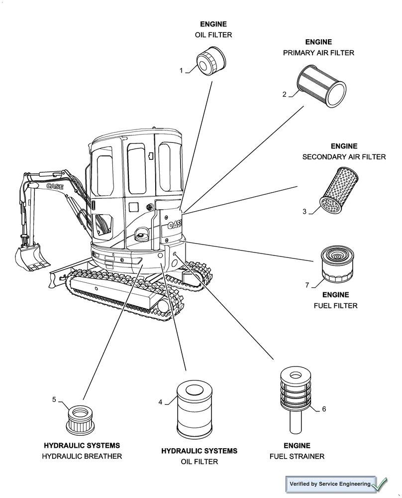 Схема запчастей Case CX31B - (05.100.03[01]) - FILTERS (05) - SERVICE & MAINTENANCE