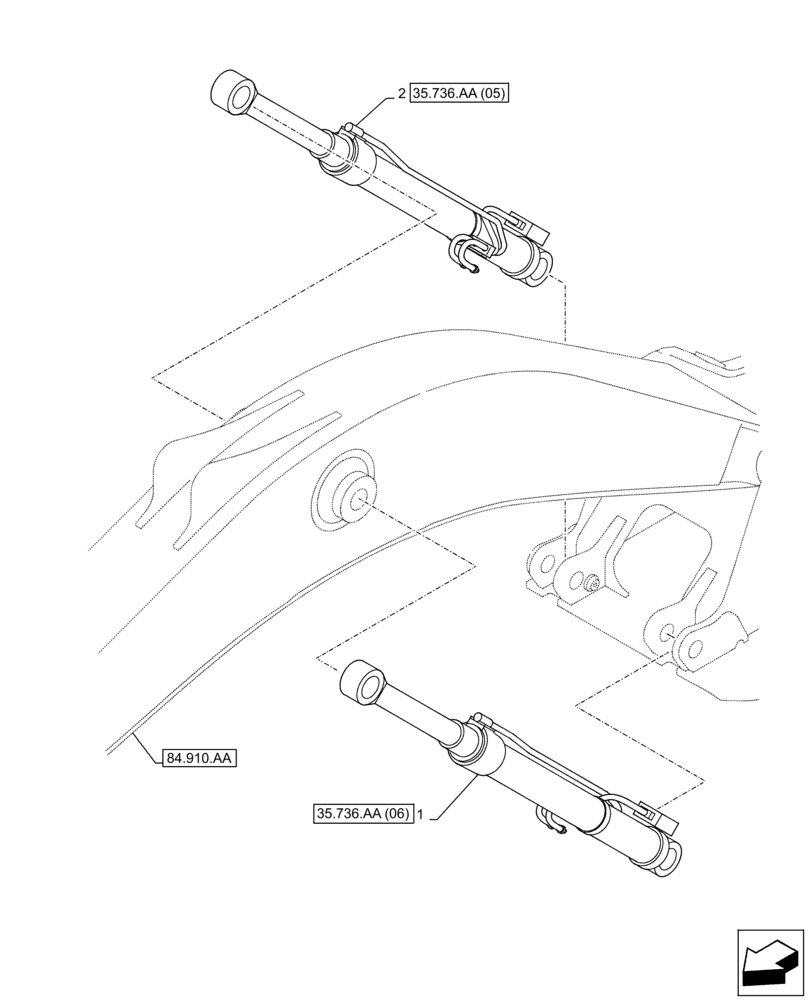 Схема запчастей Case CX210D NLC - (35.736.AA[04]) - VAR - 481064, 461585 - LIFT CYLINDER, SAFETY VALVE, MOUNTING (35) - HYDRAULIC SYSTEMS