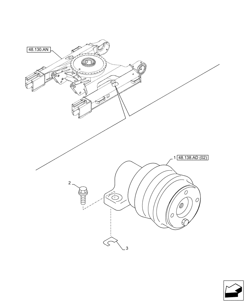 Схема запчастей Case CX130D - (48.138.AD[01]) - TRACK ROLLER, SUPPORT (48) - TRACKS & TRACK SUSPENSION