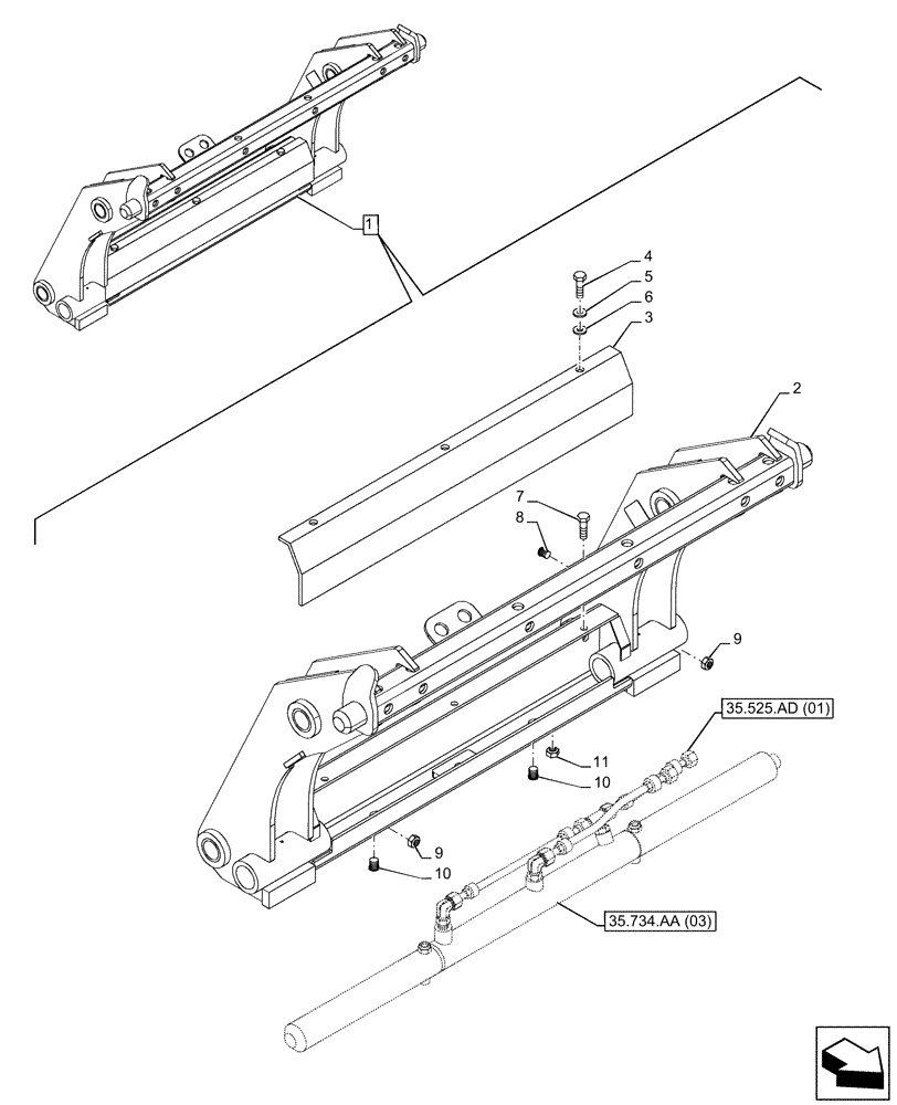 Схема запчастей Case 580SN WT - (82.300.AX[03]) - VAR - 423049 - BUCKET, QUICK COUPLER (82) - FRONT LOADER & BUCKET