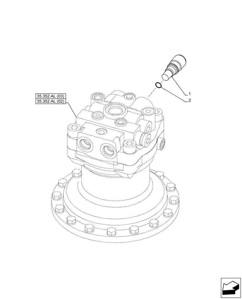 Схема запчастей Case CX210D LC LR - (35.352.AO) - SWING REDUCTION UNIT, RELIEF VALVE (35) - HYDRAULIC SYSTEMS