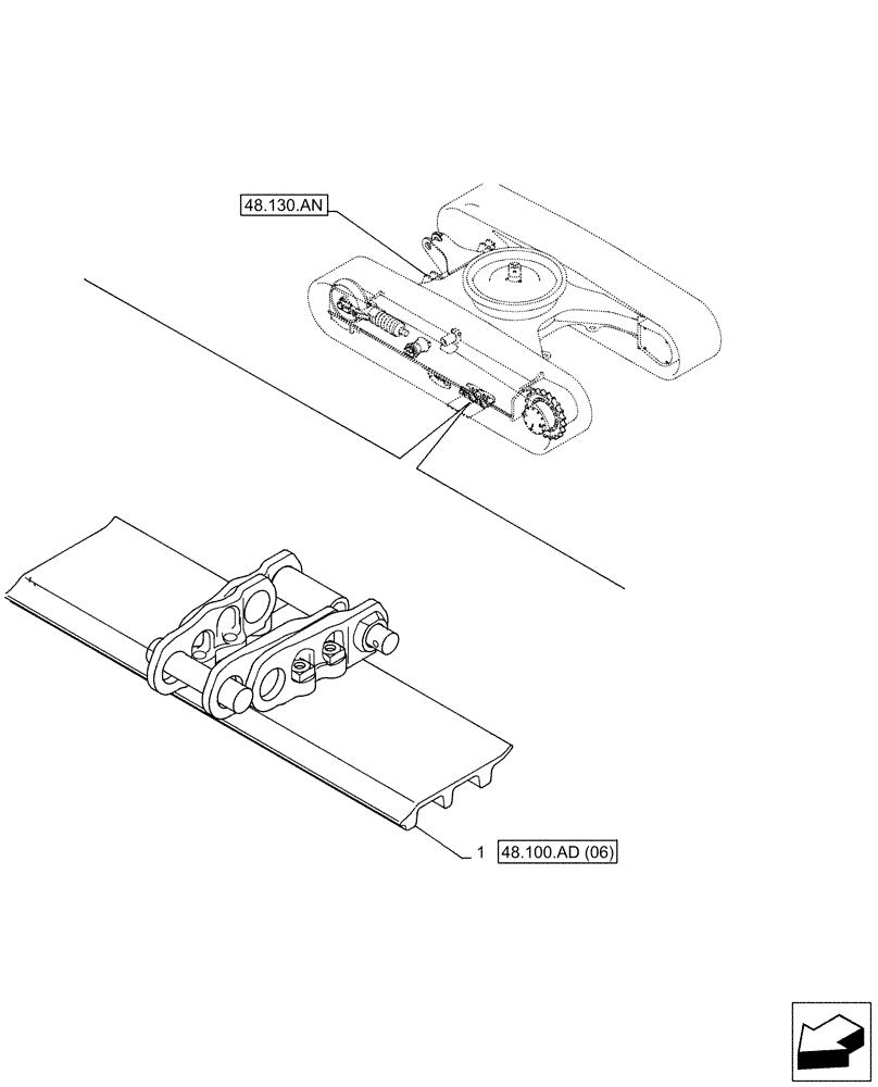 Схема запчастей Case CX130D LC - (48.100.AD[05]) - VAR - 956000 - TRACK CHAIN (L=700MM) (48) - TRACKS & TRACK SUSPENSION