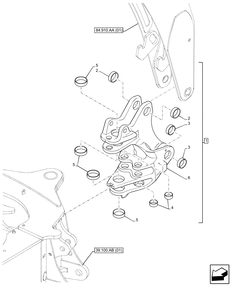 Схема запчастей Case 580SN - (84.114.AF) - BOOM SWING (84) - BOOMS, DIPPERS & BUCKETS