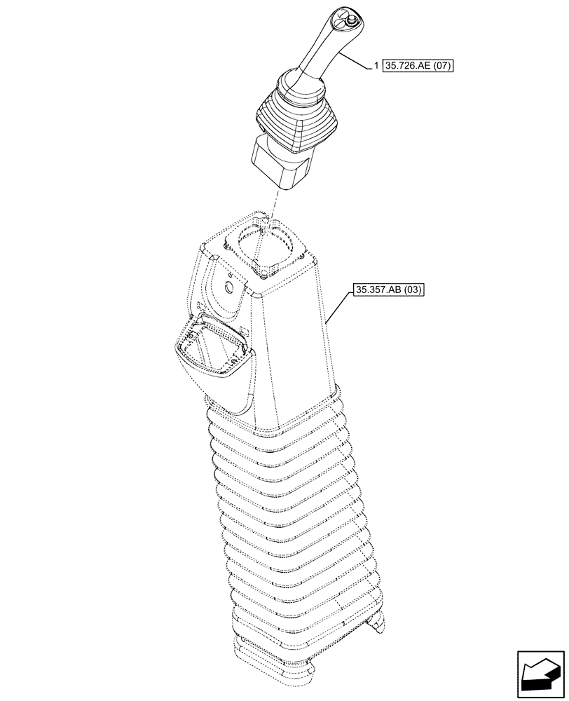 Схема запчастей Case 580SN WT - (35.726.AE[06]) - 6-SPOOL, 7-SPOOL, PILOT CONTROLS, JOYSTICK MOUNTING, LH (35) - HYDRAULIC SYSTEMS