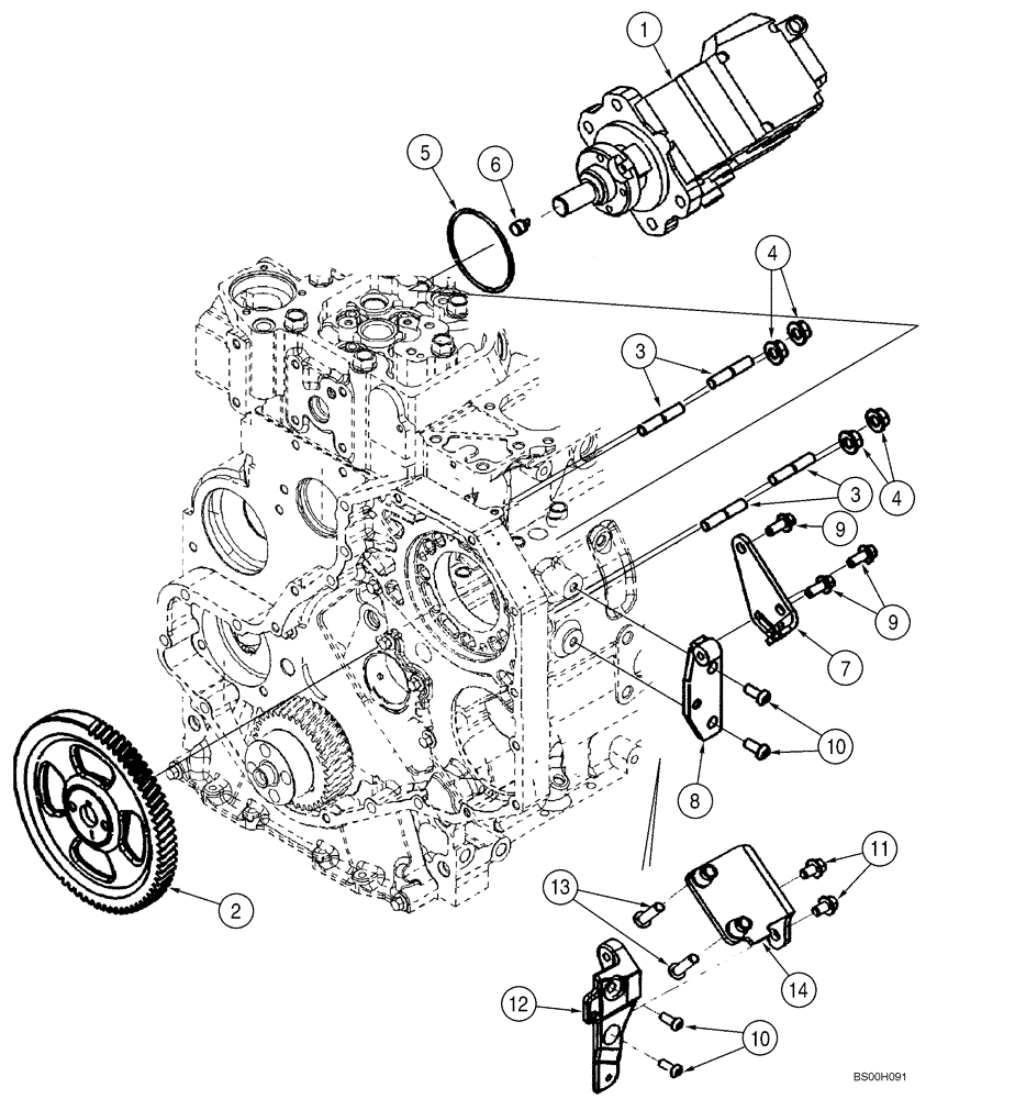 Схема запчастей Case CX210LR - (03-06) - FUEL INJECTION PUMP - GEAR AND MOUNTING BRACKETS (03) - FUEL SYSTEM