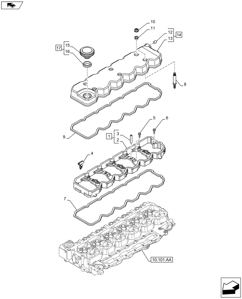 Схема запчастей Case F4HFE613S B004 - (10.101.AB) - CYLINDER HEAD, COVER (10) - ENGINE