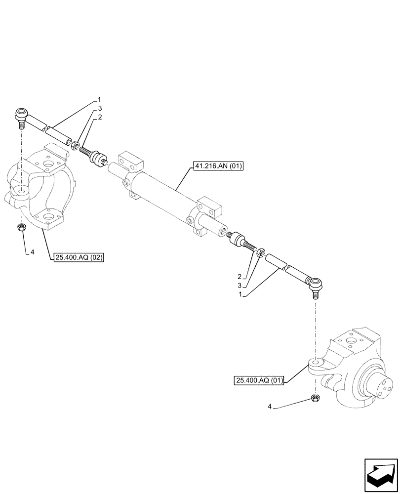 Схема запчастей Case 580SN - (41.106.AD[01]) - FRONT AXLE, STEERING TIE-ROD, 2WD (41) - STEERING