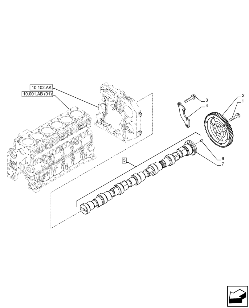 Схема запчастей Case F4HFE613T B002 - (10.106.AA) - CAMSHAFT (10) - ENGINE