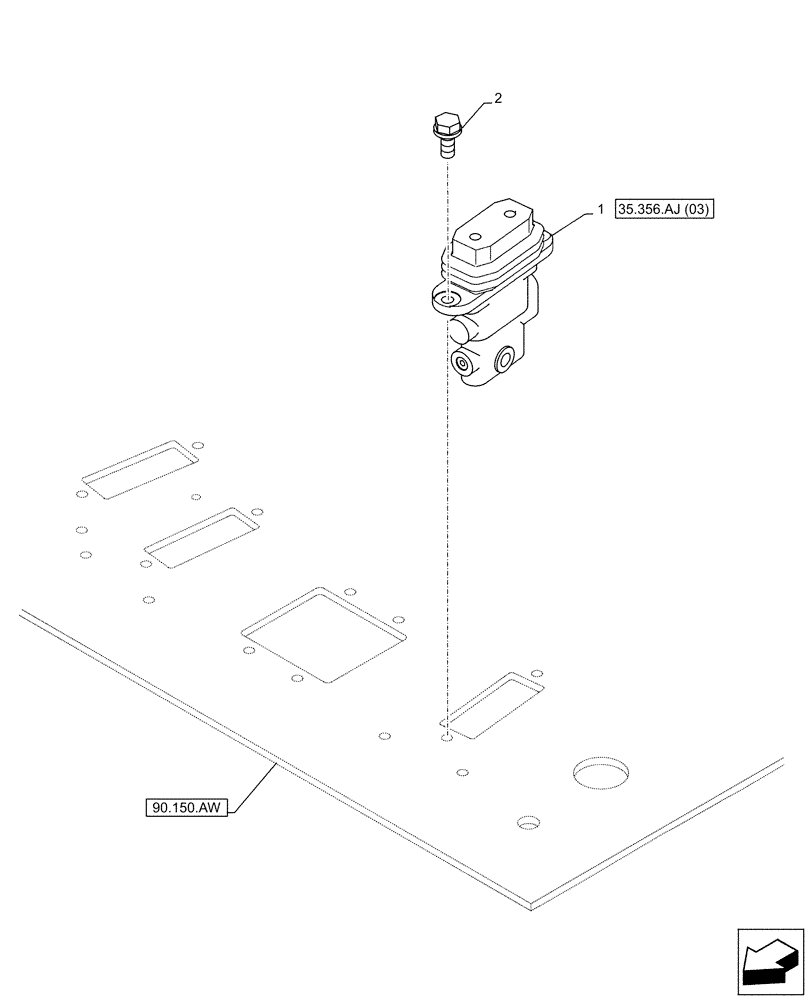 Схема запчастей Case CX210D LC LR - (35.356.AJ[02]) - VAR - 461872 - PEDAL, REMOTE CONTROL VALVE, SHEARS, W/ ELECTRICAL PROPORTIONAL CONTROL (35) - HYDRAULIC SYSTEMS