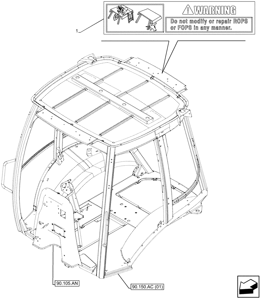 Схема запчастей Case 580SN - (90.108.AC[24]) - VAR - 423000, 442082, 747853, 747854, 747855 - WARNING DECAL (90) - PLATFORM, CAB, BODYWORK AND DECALS