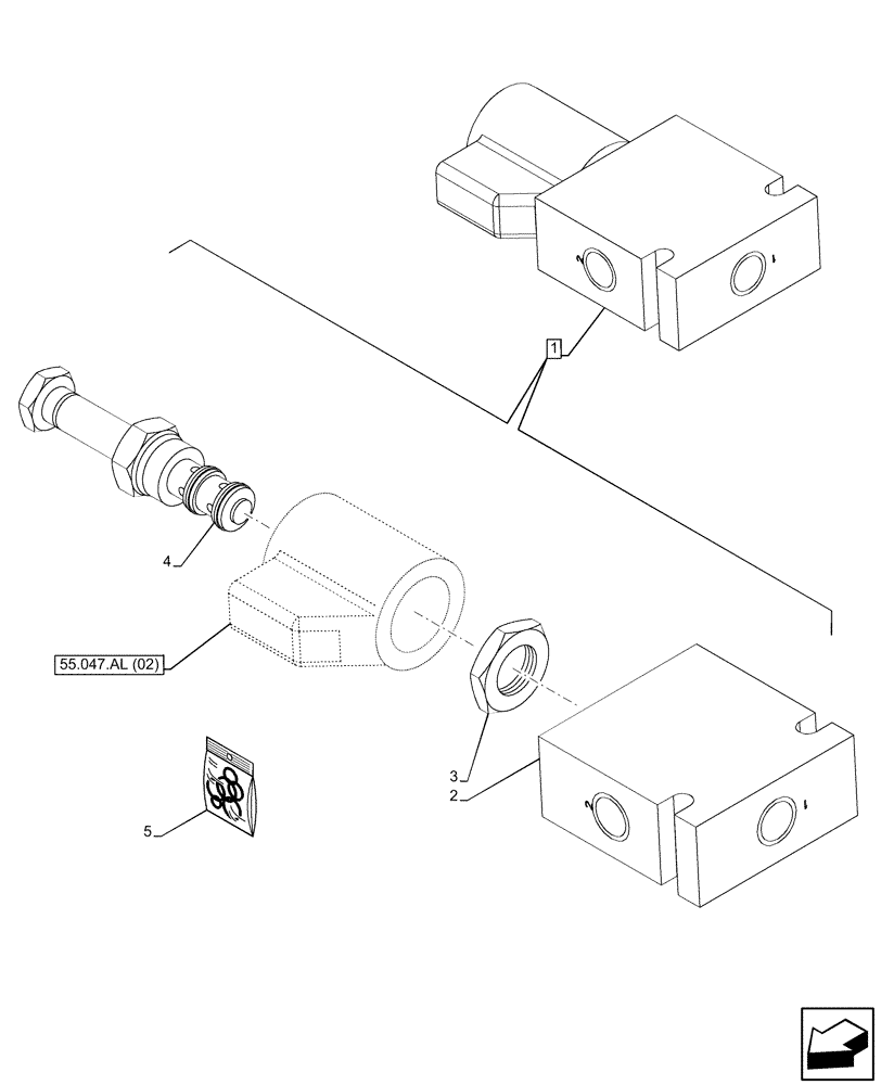 Схема запчастей Case 590SN - (41.200.CD[02]) - VAR - 423011 - SOLENOID, STEERING VALVE (41) - STEERING