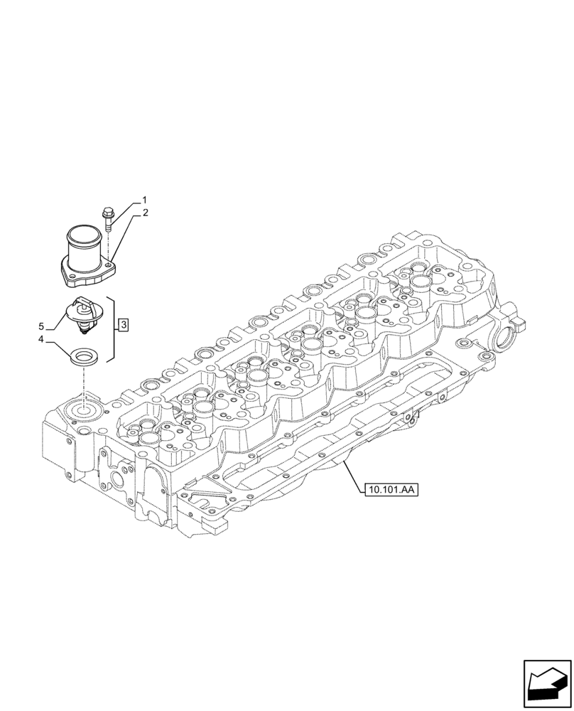 Схема запчастей Case F4HFE613T B002 - (10.400.BC) - COOLANT THERMOSTAT (10) - ENGINE