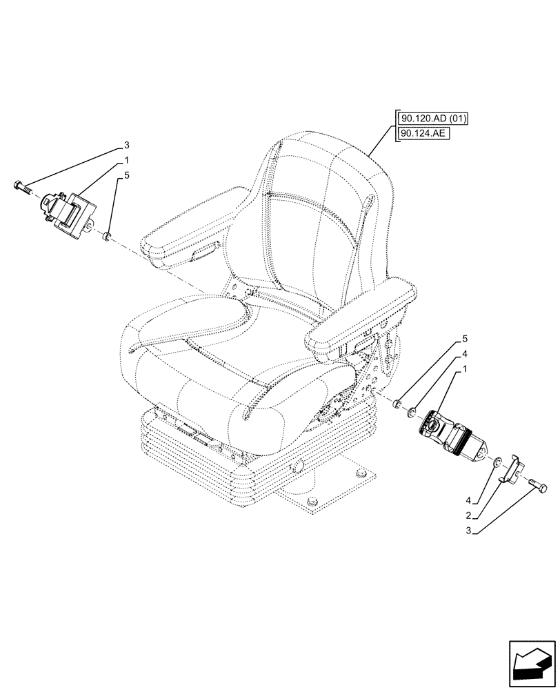 Схема запчастей Case 580SN WT - (90.151.AD[01]) - SEAT BELT, 2 IN (90) - PLATFORM, CAB, BODYWORK AND DECALS