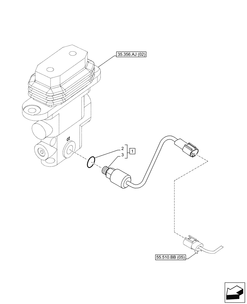 Схема запчастей Case CX210D LC LR - (55.425.AI[02]) - VAR - 461557 - ROTATION, SPEED SENSOR, CLAMSHELL BUCKET, ROTATION, W/ HYDRAULIC CONTROL (55) - ELECTRICAL SYSTEMS