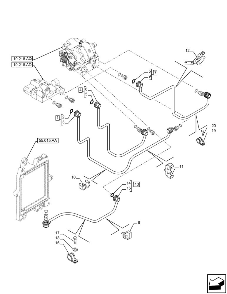 Схема запчастей Case F4HFE613W B003 - (10.210.AF) - FUEL LINE (10) - ENGINE