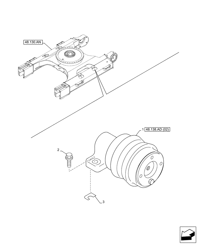 Схема запчастей Case CX130D LC - (48.138.AD[01]) - TRACK ROLLER, SUPPORT (48) - TRACKS & TRACK SUSPENSION