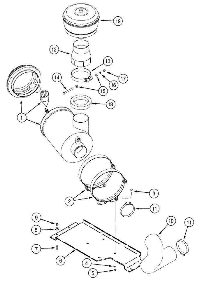 Схема запчастей Case 1150H - (02-06) - AIR CLEANER - MOUNTING (02) - ENGINE