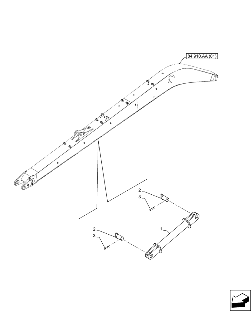 Схема запчастей Case CX210D LC LR - (84.910.AA[02]) - LOCKING BAR, BOOM (84) - BOOMS, DIPPERS & BUCKETS