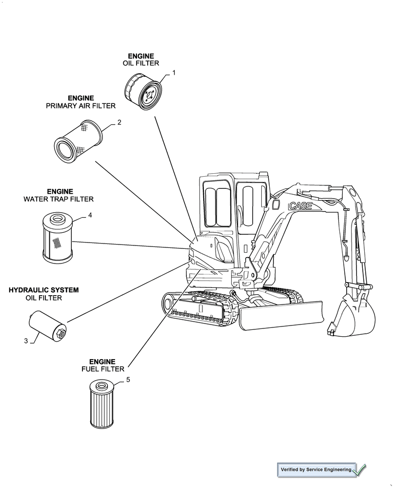 Схема запчастей Case CX17B - (05.100.03[01]) - FILTERS (05) - SERVICE & MAINTENANCE
