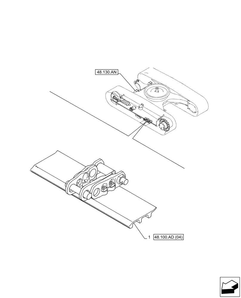 Схема запчастей Case CX300D LC - (48.100.AD[03]) - VAR - 956000 - TRACK CHAIN (L=700MM) (48) - TRACKS & TRACK SUSPENSION