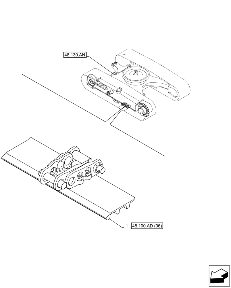 Схема запчастей Case CX250D LC LR - (48.100.AD[05]) - VAR - 956000 - TRACK CHAIN (L=800MM) (48) - TRACKS & TRACK SUSPENSION