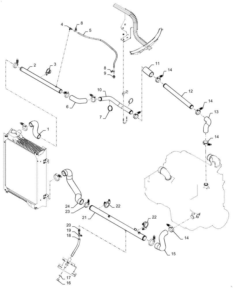 Схема запчастей Case 721F - (10.400.AP[04]) - COOLING SYSTEM LINE INSTALLATION, STANDARD (10) - ENGINE