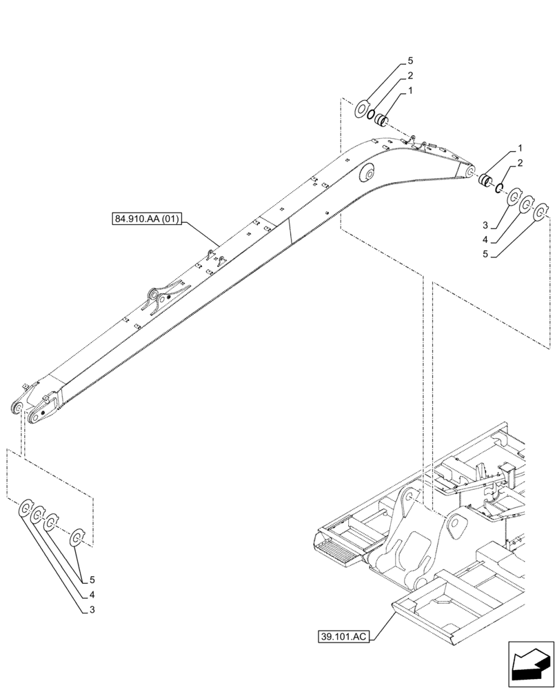 Схема запчастей Case CX210D LC LR - (84.910.AD[01]) - VAR - 461029 - BOOM, BUSHING (84) - BOOMS, DIPPERS & BUCKETS