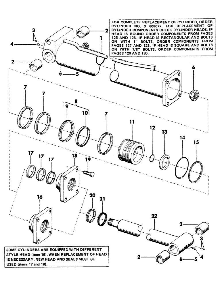 Схема запчастей Case 40YC - (127) - HOIST AND CROWD CYLINDER, (6.53" ID X 45.50" STROKE) (07) - HYDRAULIC SYSTEM