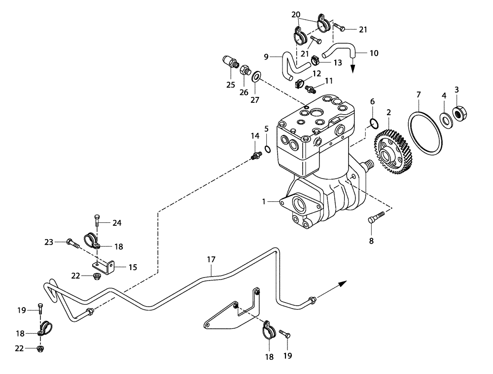 Схема запчастей Case 327B - (01A00000278[001]) - AIR COMPRESSOR (87521798) (01) - ENGINE