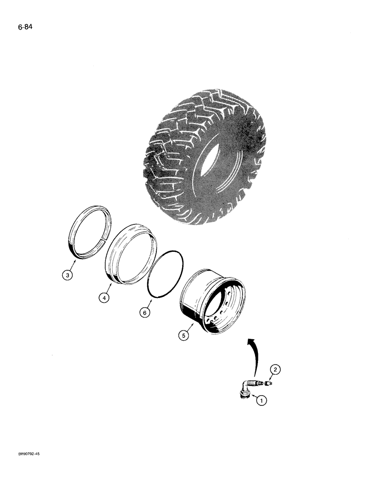 Схема запчастей Case 721 - (6-84) - WHEELS, FOR 17.5 X 25 TIRES - THREE PIECE WHEEL (06) - POWER TRAIN