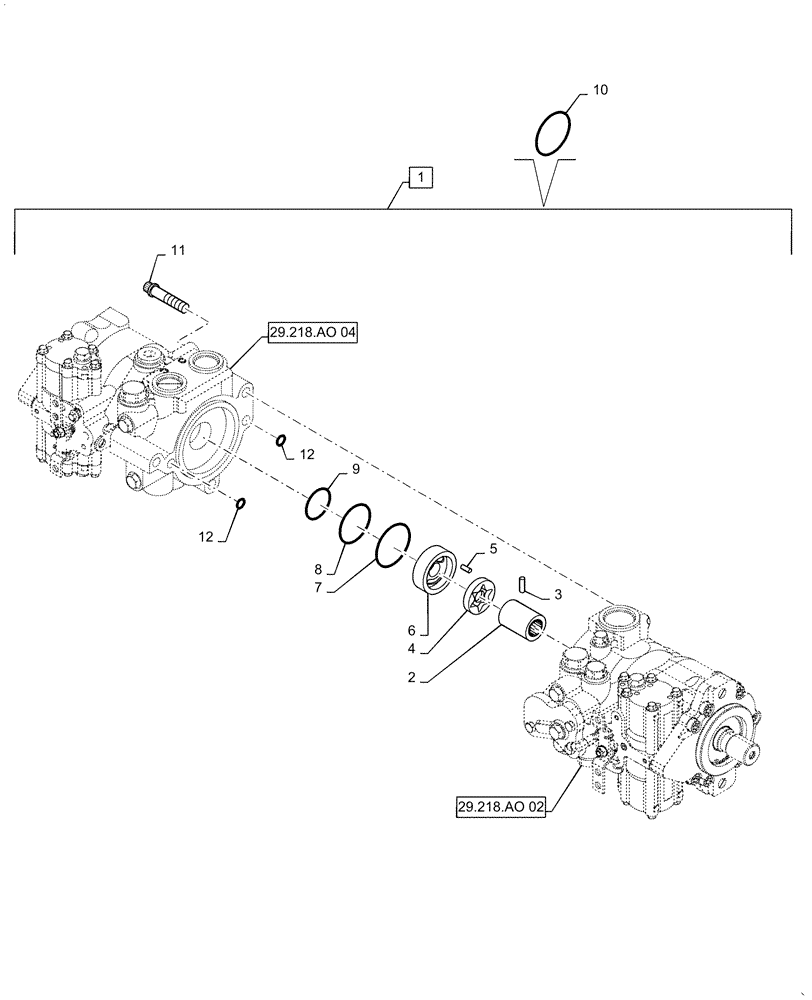 Схема запчастей Case TR320 - (29.212.06[01]) - PUMP, HYDROSTATIC TANDEM 46CC MDC FRONT, BUSHED (SR250,SV300,TR320,TV380) (29) - HYDROSTATIC DRIVE