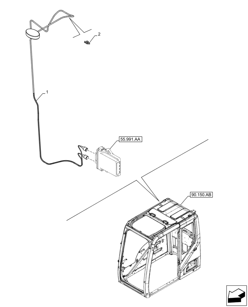 Схема запчастей Case CX130D LC - (55.991.AD) - TELEMATIC SYSTEM, ANTENNA (55) - ELECTRICAL SYSTEMS