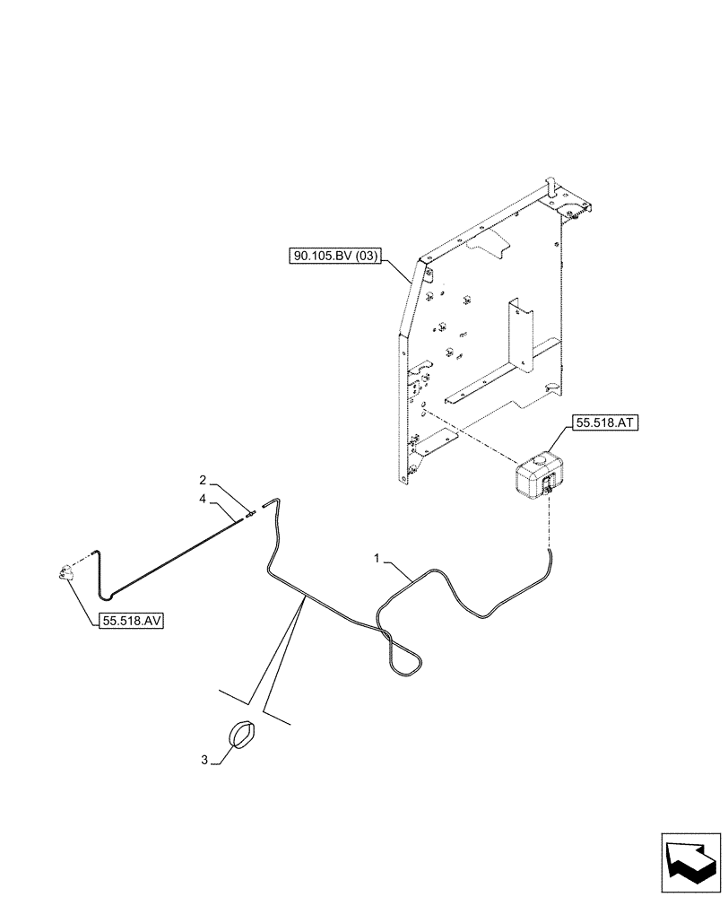 Схема запчастей Case CX130D LC - (55.518.AP) - WINDSHIELD WASHER , RESERVOIR, HOSE (55) - ELECTRICAL SYSTEMS