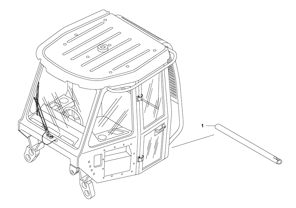 Схема запчастей Case 330B - (99A00000619[001]) - LEVER, CAB AND HOOD (89500402890) (10) - Cab/Cowlings