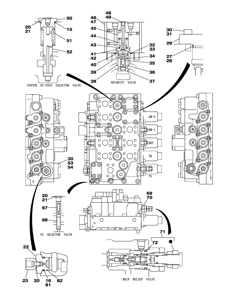 Схема запчастей Case CX800B - (08-95) - CONTROL VALVE (08) - HYDRAULICS