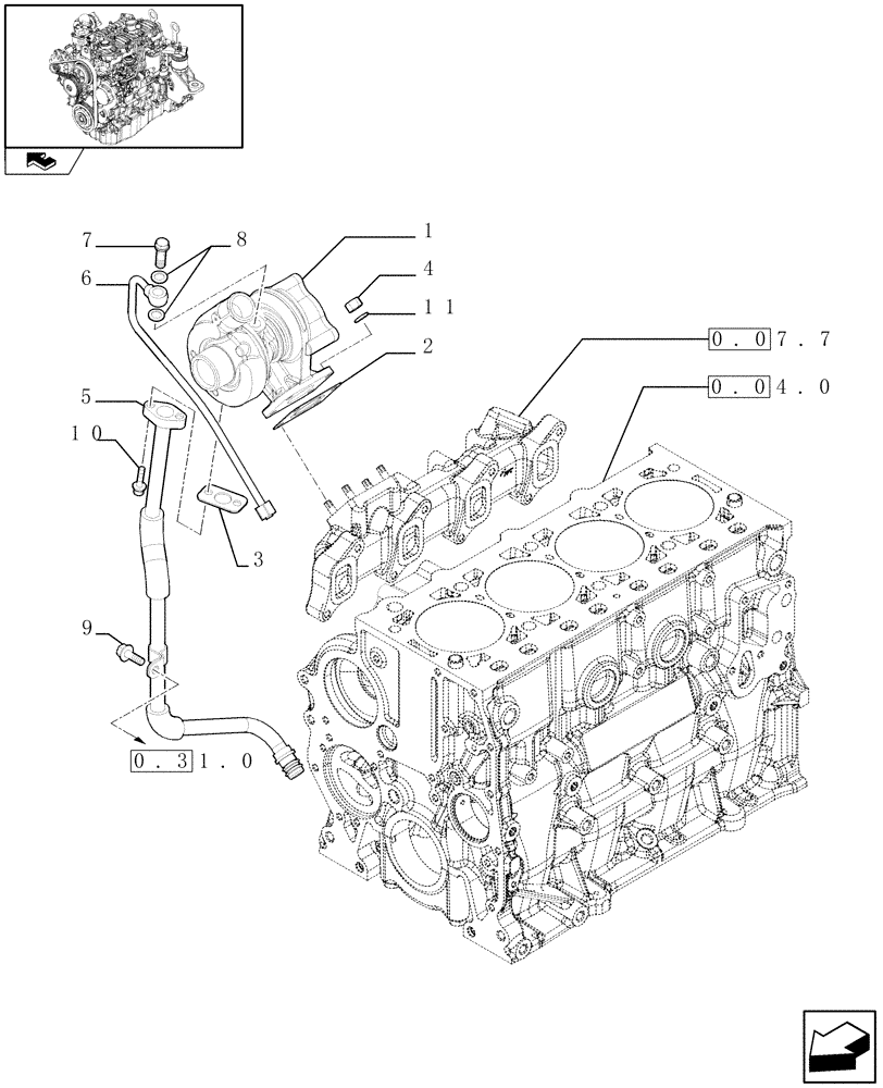 Схема запчастей Case F5CE9454E A002 - (0.24.0) - TURBOCHARGING (504183274) 