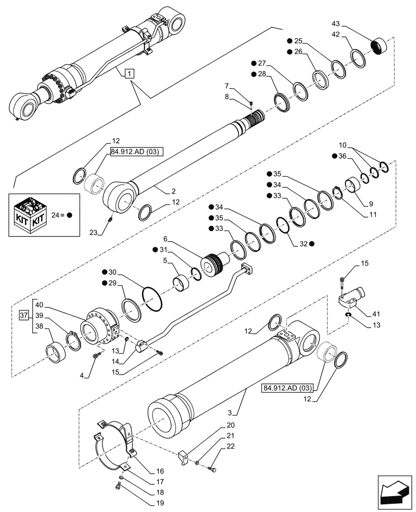 Схема запчастей Case CX210D LC LR - (35.737.AA[02]) - VAR - 481248 - ARM, CYLINDER, COMPONENTS (35) - HYDRAULIC SYSTEMS