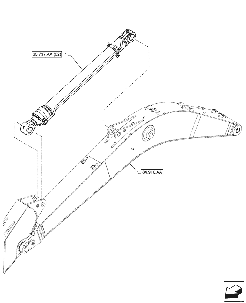 Схема запчастей Case CX210D NLC - (35.737.AA[01]) - VAR - 461501, 461502, 481268 - ARM, CYLINDER (35) - HYDRAULIC SYSTEMS