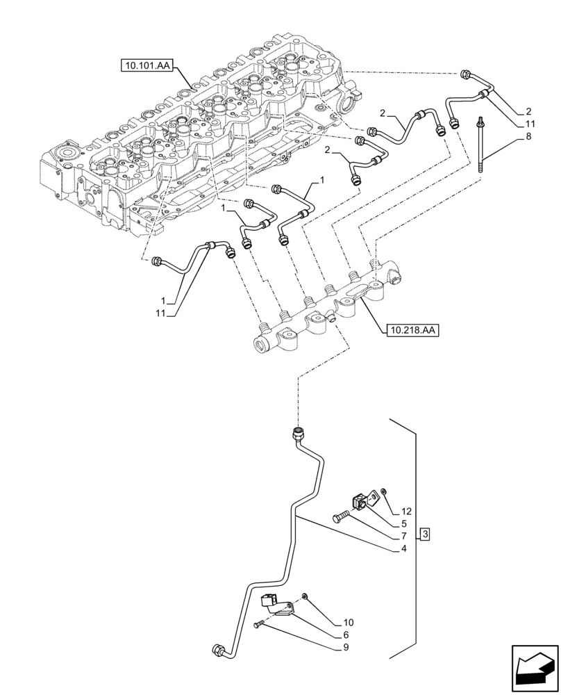 Схема запчастей Case F4HFE613R B006 - (10.218.AI[01]) - INJECTION PIPE (10) - ENGINE