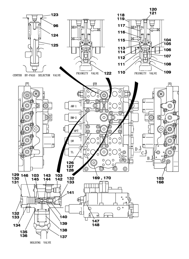 Схема запчастей Case CX800B - (08-97) - CONTROL VALVE (08) - HYDRAULICS